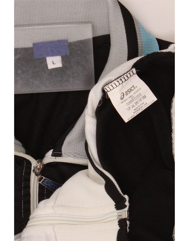 ASICS Herren-Trainingsanzug-Top-Jacke, großes weißes Farbblock-Polyester