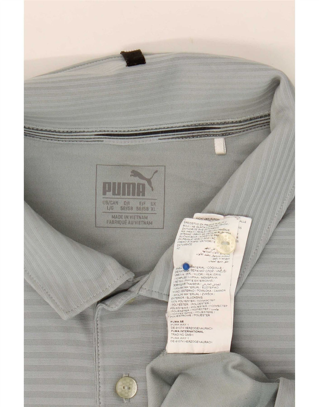 Puma Herren Poloshirt XL Grau Nadelstreifen Polyester