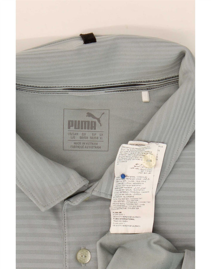 Puma Herren Poloshirt XL Grau Nadelstreifen Polyester