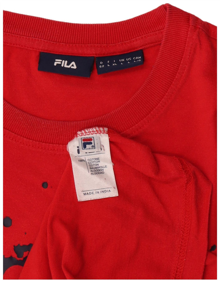 Fila Herren-T-Shirt mit Grafik, groß, aus roter Baumwolle