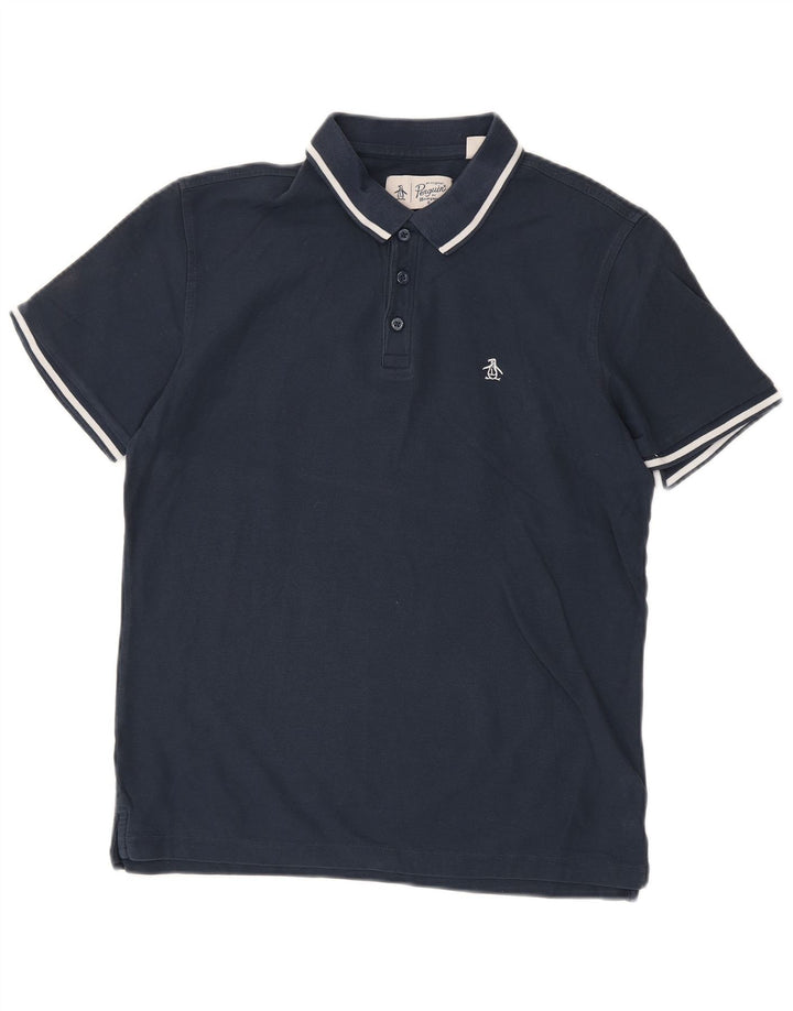 Penguin Herren-Poloshirt aus mittelblauer, marineblauer Baumwolle