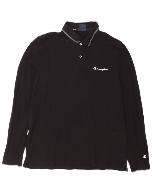 Champion Herren-Langarm-Poloshirt 2XL aus schwarzer Baumwolle