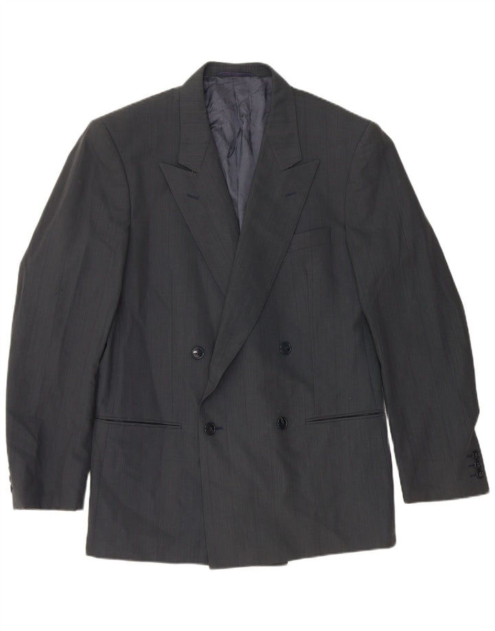Mario Zegna Herren Zweireiher Blazer Jacke IT 48 Mittelmarineblaue Wolle