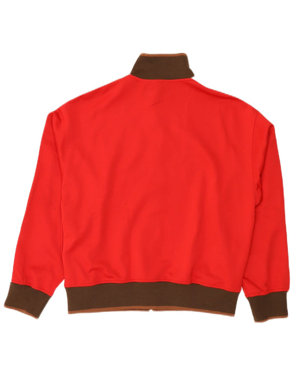 Zara Herren-Trainingsanzug-Topjacke, großes rotes Farbblock-Polyester