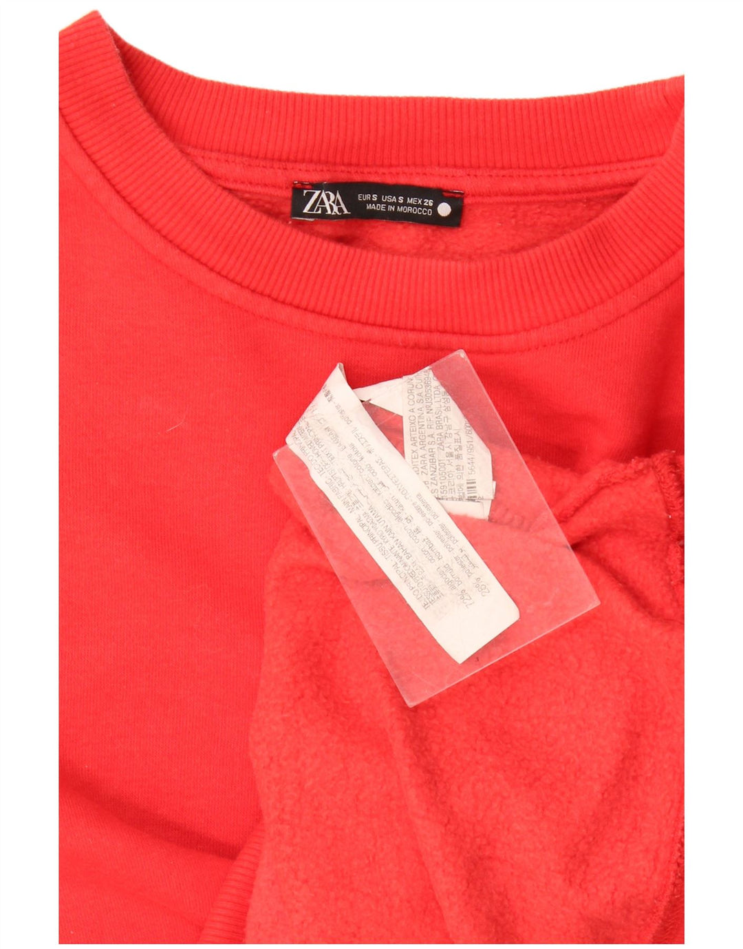 Zara Damen Sweatshirt-Pullover UK 14 Mittelrote Baumwolle