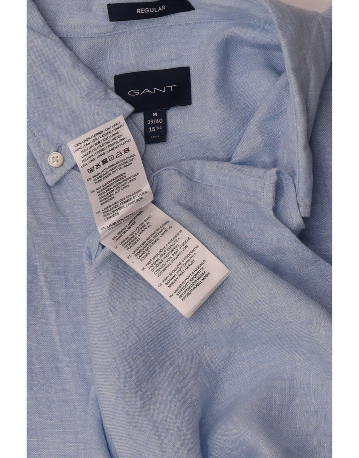 Gant Herren-Hemd mit normaler Passform, Größe 39/40, 15 1/2 mittelblaues Leinen