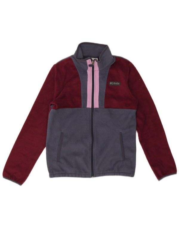 Columbia Fleecejacke für Mädchen, 14–15 Jahre, groß, Burgunderrot, Farbblock