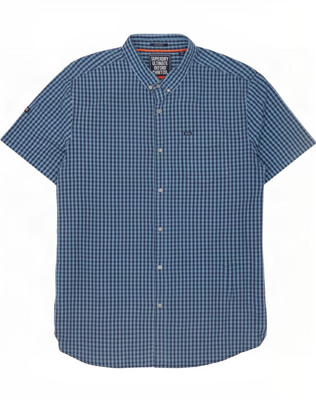 Superdry Herren-Kurzarmhemd mit regulärer Passform, 3XL, Marineblau, Gingham-Baumwolle