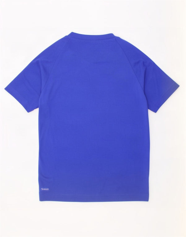 Adidas Boys Climalite T-Shirt Top 9-10 Years Blue Polyester
