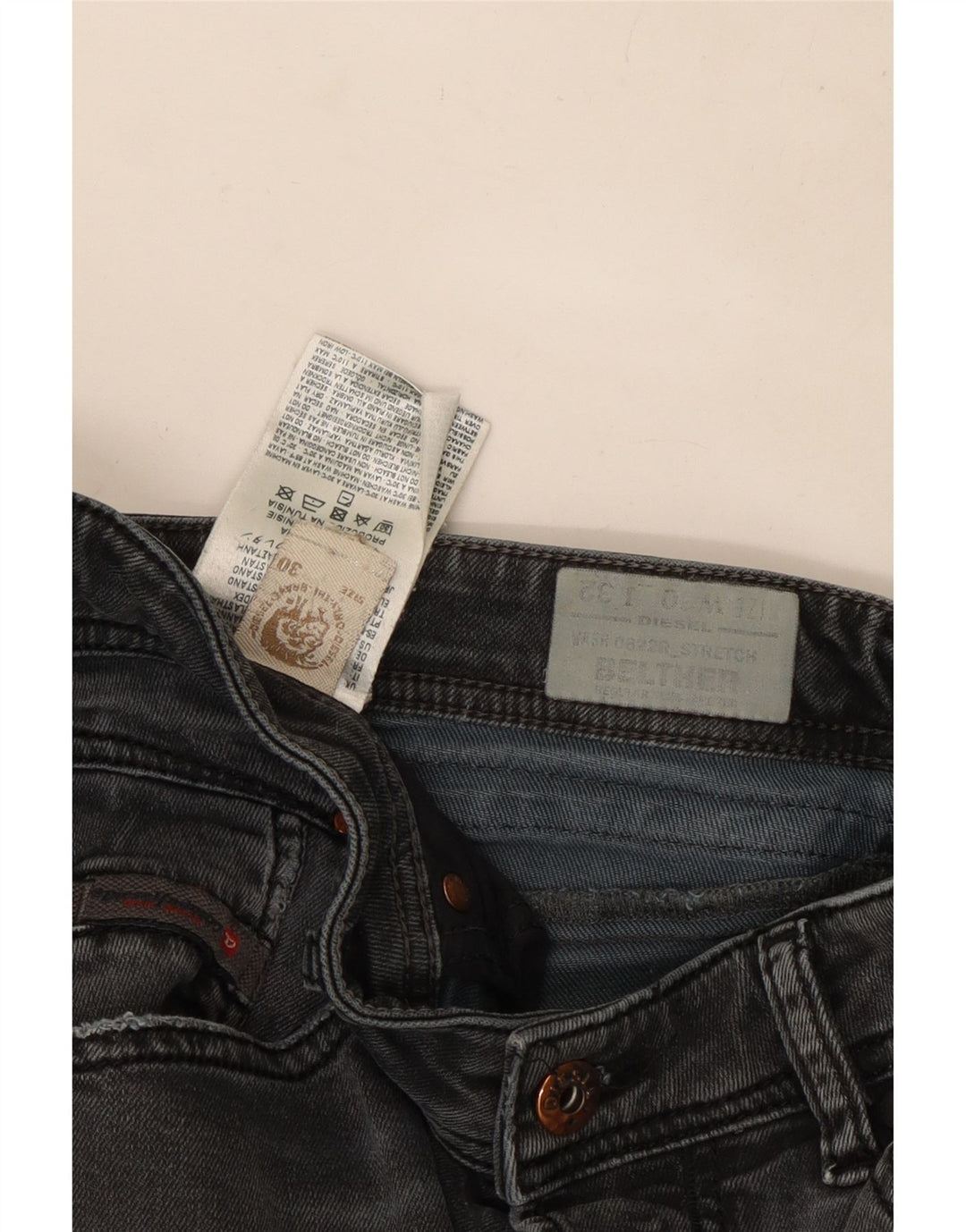 Diesel Damen Belther Regular Slim Jeans W30 L30 Graue Baumwolle