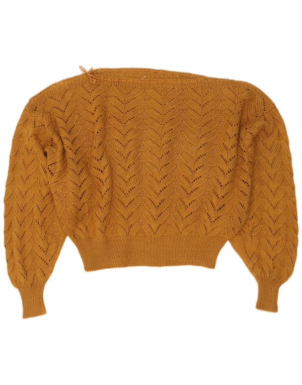 Vintage Damen Pullover mit U-Boot-Ausschnitt, UK 16, Groß, Braun