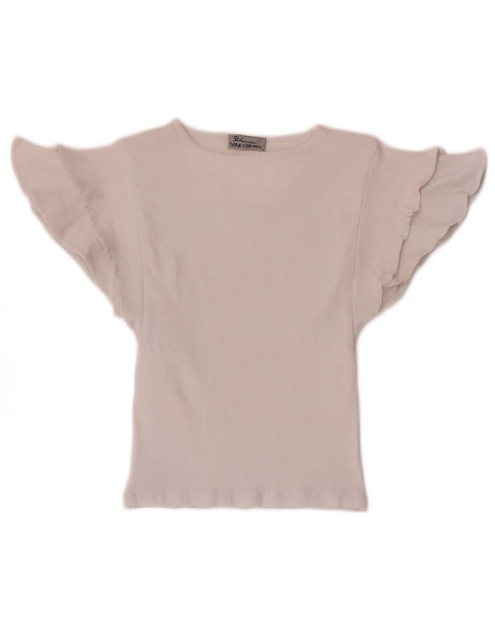 Zara Damen Crop Batwing Bluse Top UK 8 Small Weiße Baumwolle