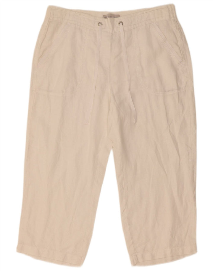 Gerade Capri-Hose für Damen von Marks & Spencer, W32, L21, weißes Leinen