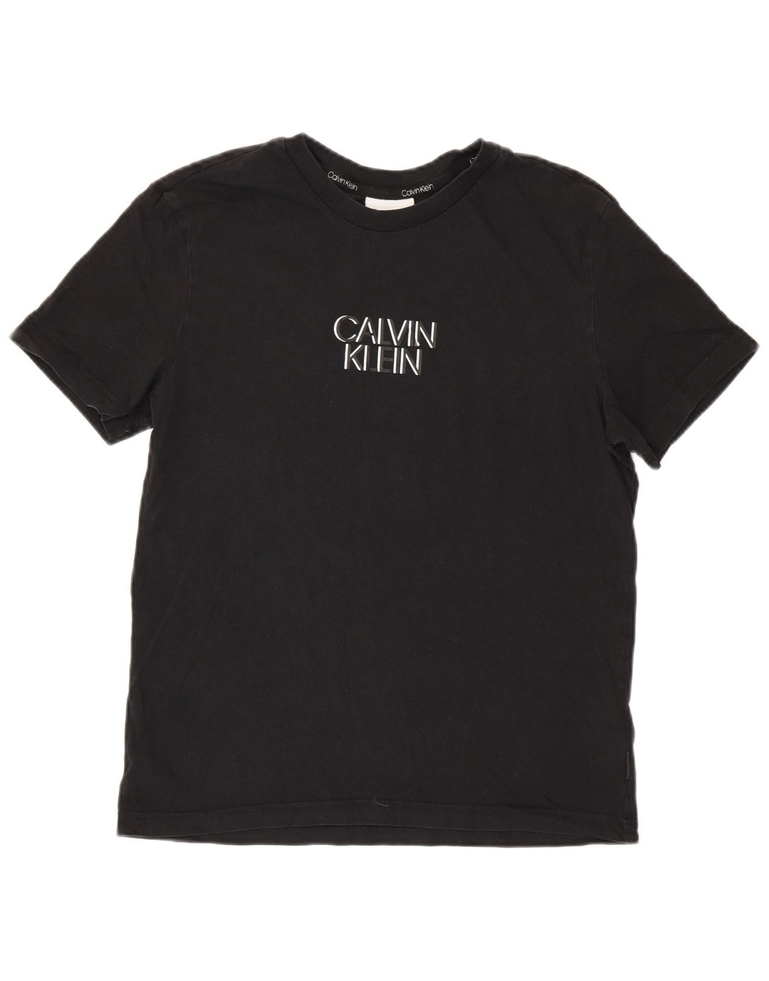 Calvin Klein Herren Grafik-T-Shirt-Oberteil aus mittelschwarzer Baumwolle