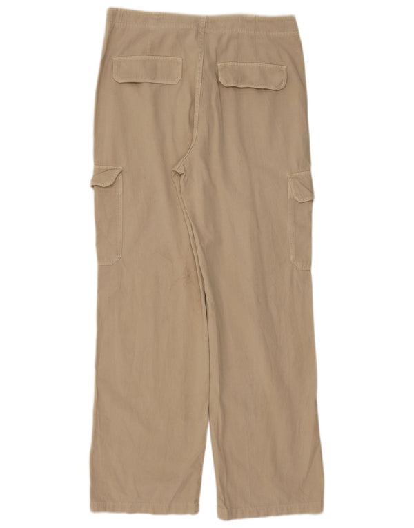 Zara Damen Cargohose mit hoher Taille, lockere Passform, EU 42, L, W32, L32, Beige