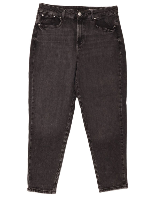 Marks & Spencer Damen Mom Tapered Jeans UK 14 Large W32 L26 Graue Baumwolle