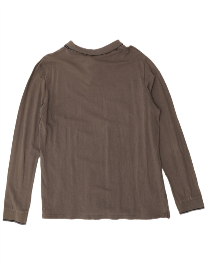 Lee Herren-Langarm-Poloshirt mit normaler Passform, XL, graue Baumwolle
