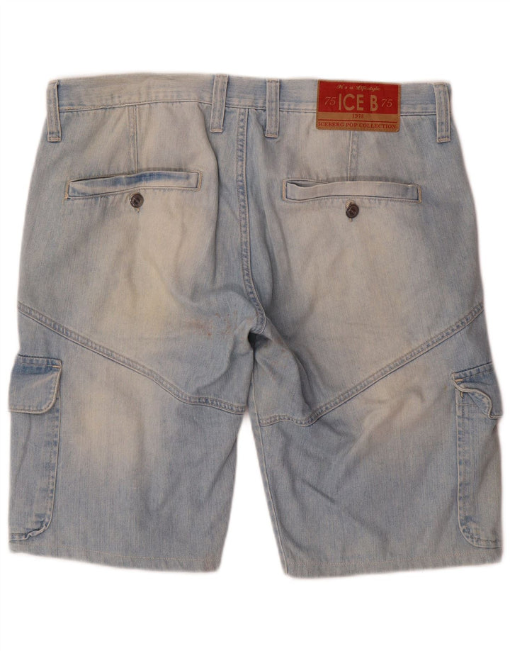 Iceberg Herren Cargo Denim Shorts W36 Große blaue Baumwolle