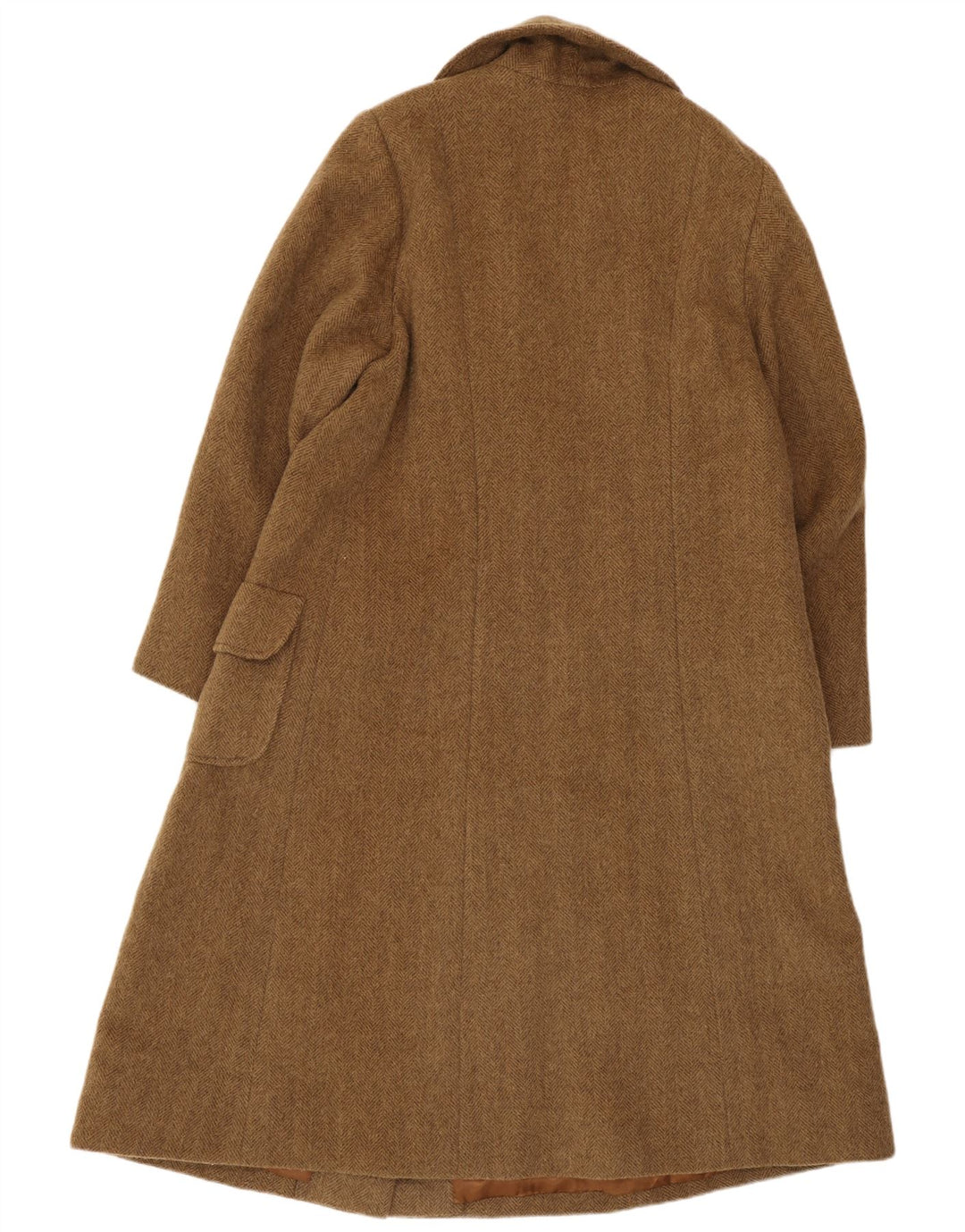 Vintage Damen Zweireihiger Mantel UK 14 Großer Beige Herringbone