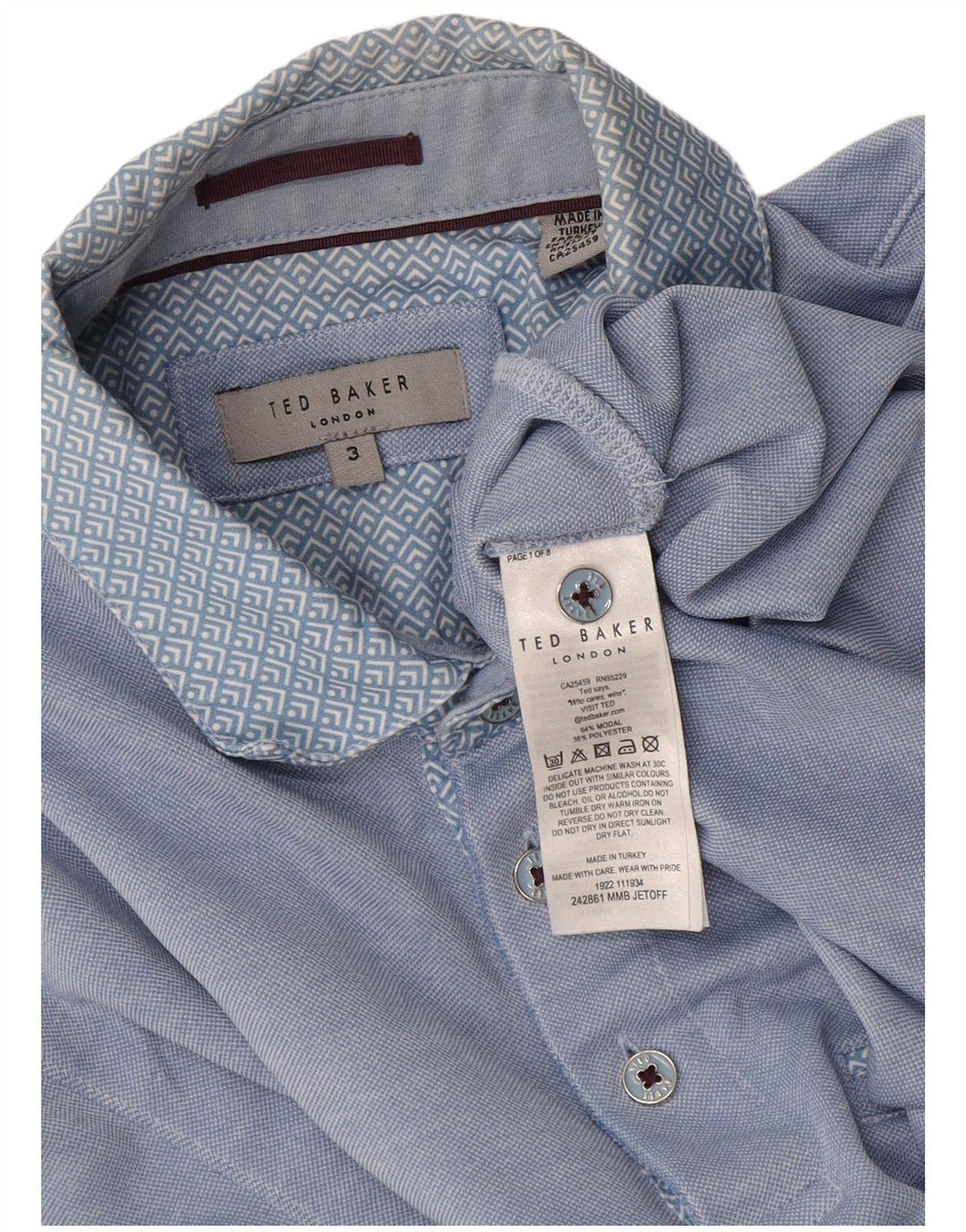 Ted Baker Herren-Poloshirt, Größe 3, Mittelblau, Modal