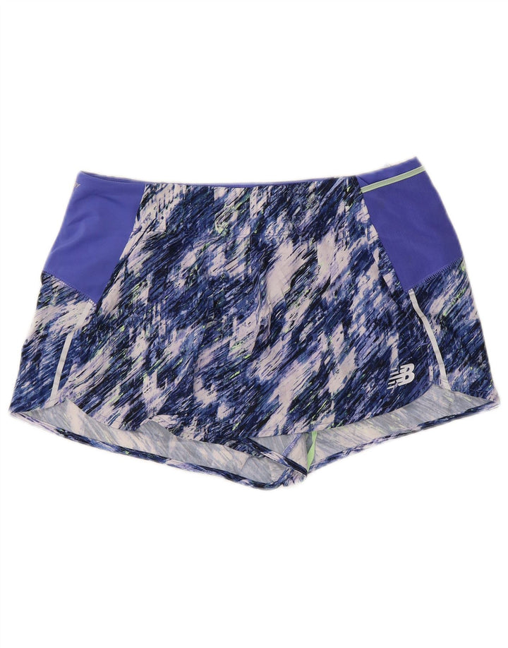 NEW BALANCE Damen Sportshorts mit abstraktem Muster UK 14 Mittelblau