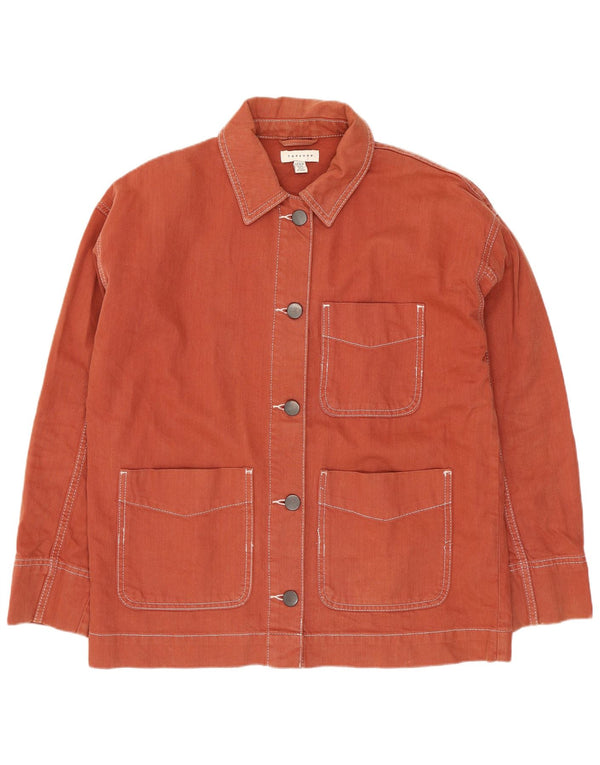 Topshop Damen Übergroße Utility-Jacke UK 10 Small Orange Baumwolle