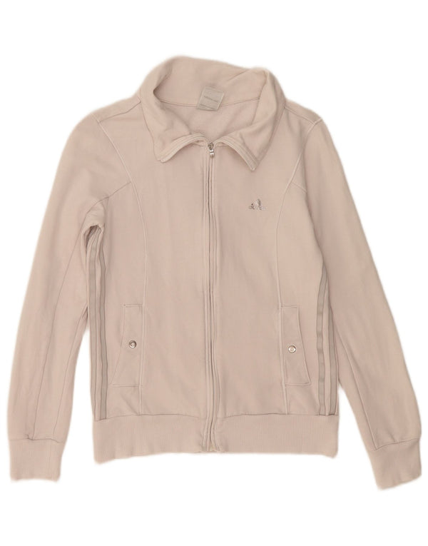 ADIDAS Damen Trainingsanzug Top Jacke UK 10 Small Weiße Baumwolle