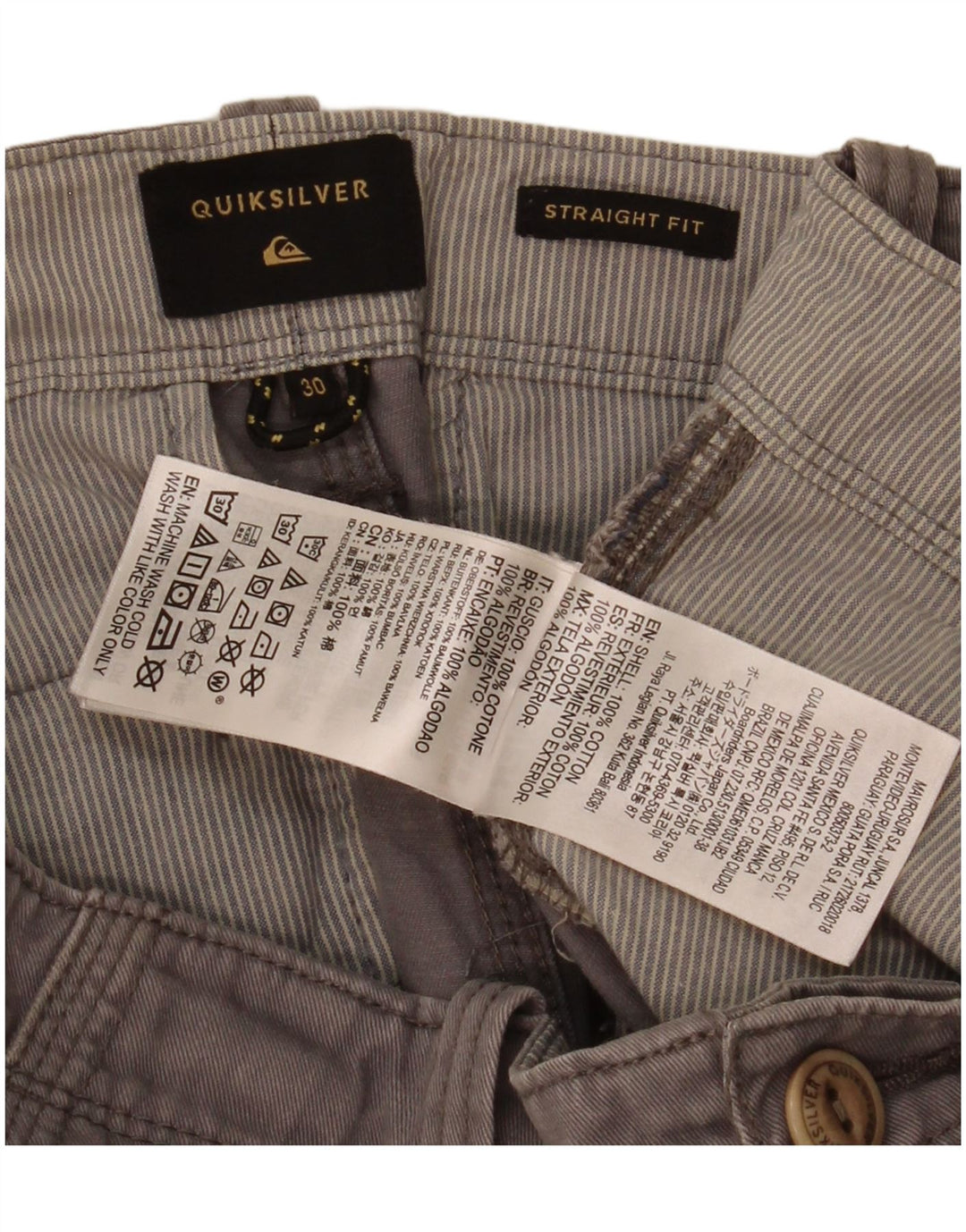 Quiksilver Herren-Cargoshorts mit gerader Passform, W30, mittelgraue Baumwolle