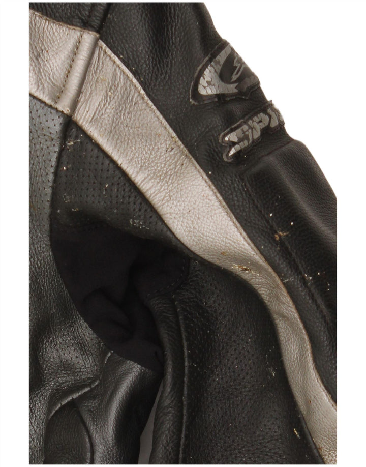 Spidi Herren-Motorrad-Grafik-2-teiliges Set, Größe 48, mittelschwarzes Leder