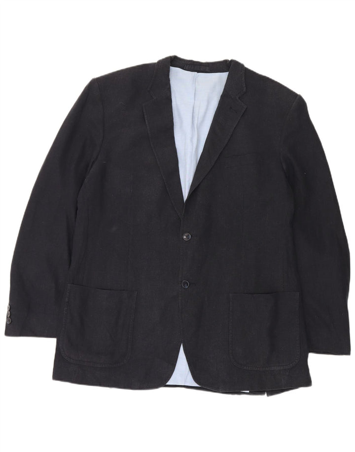 Marks & Spencer Herren-Blazer mit 2 Knöpfen, UK 44, XL, Marineblau, Flachs