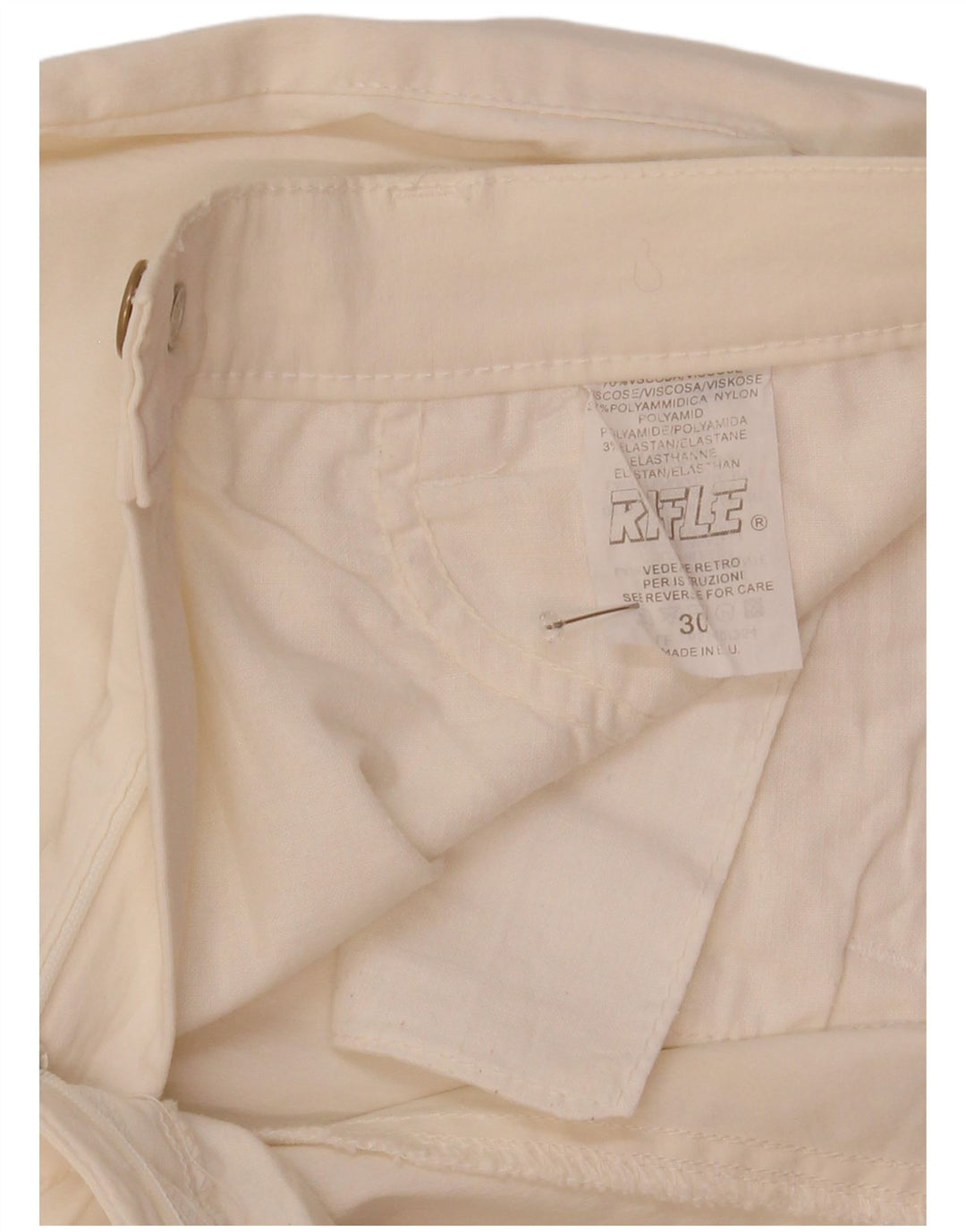 Rifle Damen Gerade Caprihose W30 L20 Weiß Polyamid
