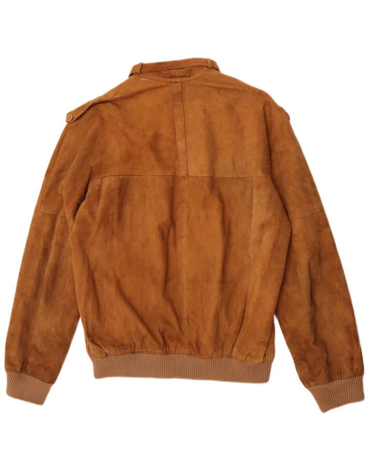 Vintage Herren Wildleder Bomberjacke IT 50 Großes Beige Leder
