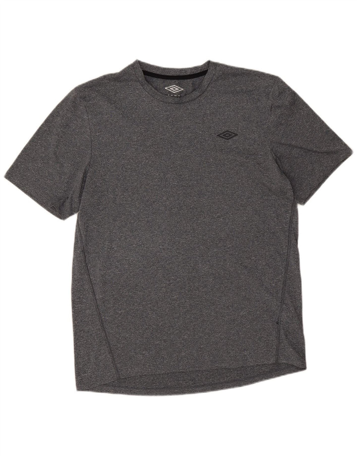 Umbro Herren-T-Shirt-Oberteil aus mittelgrau meliertem Polyester