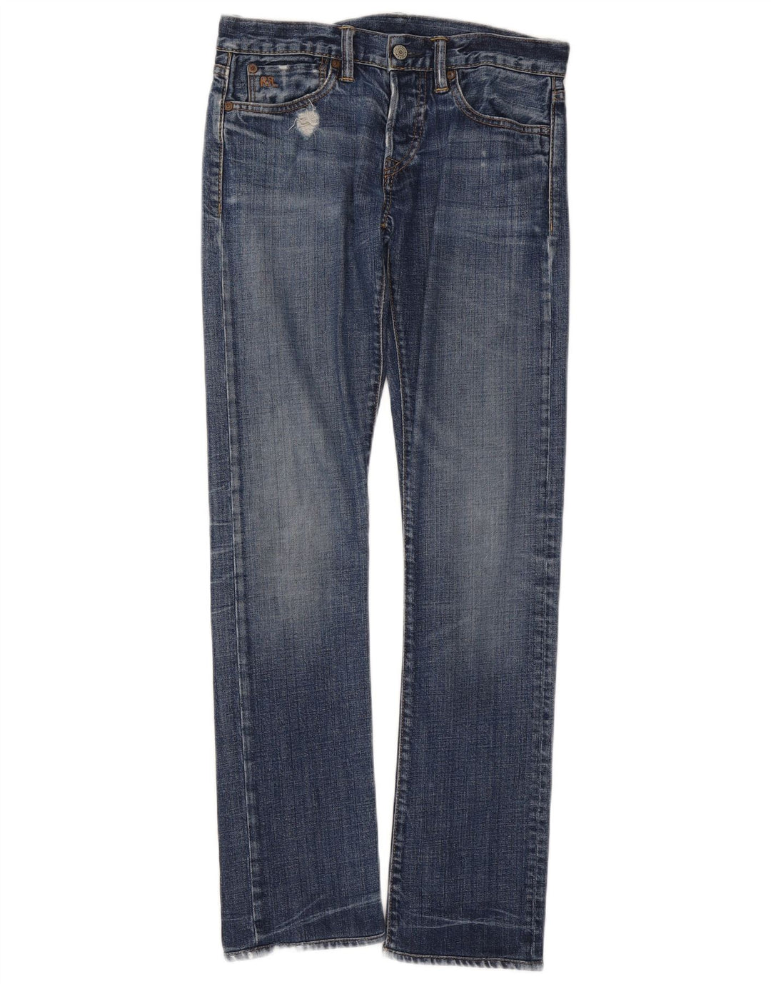Ralph Lauren Damen Distressed Slim Jeans W27 L34 Blaue Baumwolle