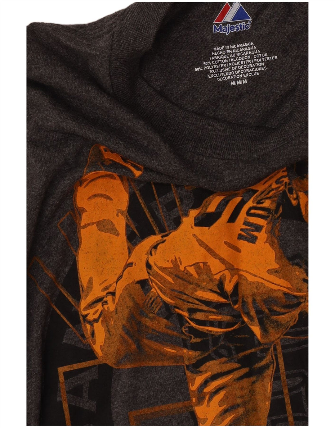 Majestic Herren Giants Grafik-T-Shirt-Oberteil aus mittelgrauer Baumwolle