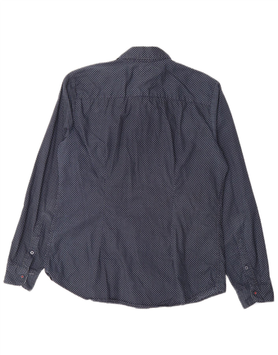 TOMMY HILFIGER Womens Classic Fit Shirt Small Navy Blue Polka Dot Classic