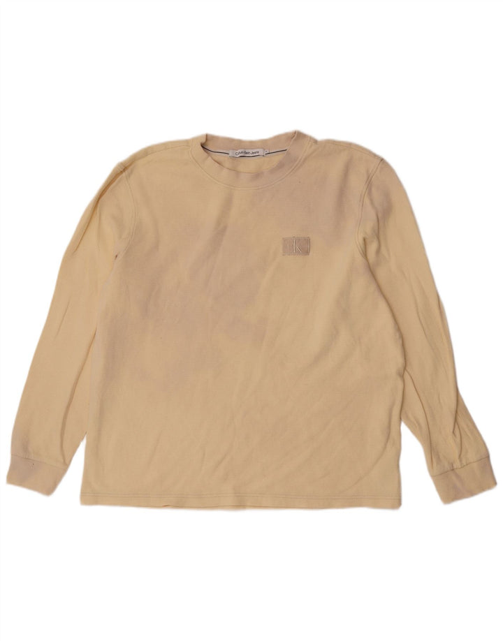 Calvin Klein Herren Top Langarm XL Beige Baumwolle