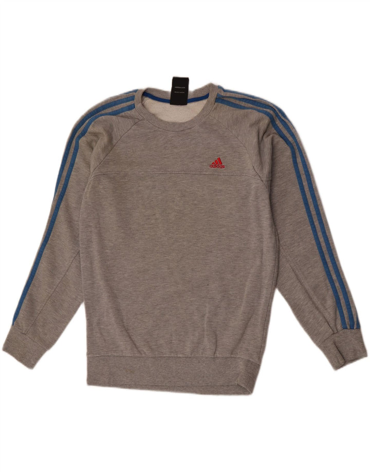 Adidas Herren-Sweatshirt-Pullover, klein, grau gefleckte Baumwolle