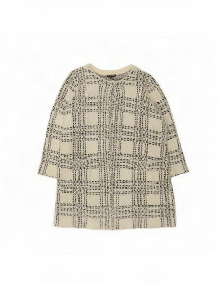 Marks & Spencer Damen Longline-Cardigan-Pullover UK 14 Mittelweiß kariert
