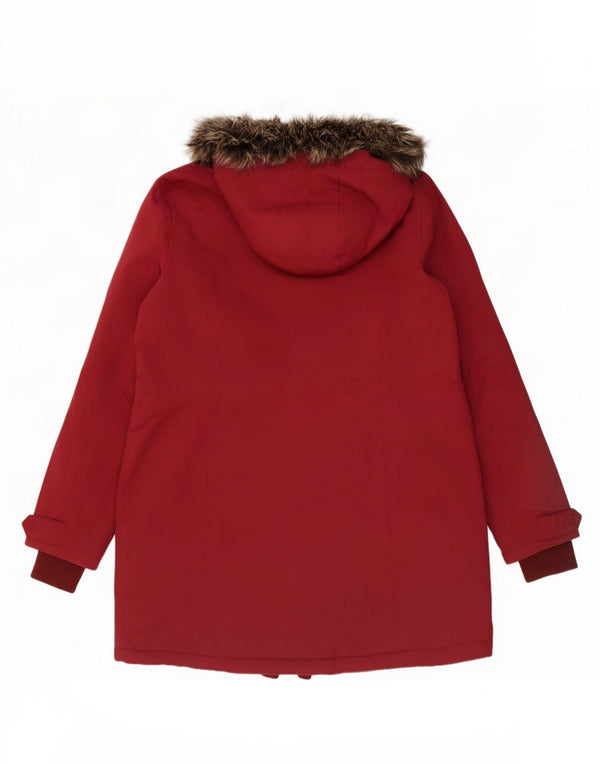 O'Neill Womens Hooded Raincoat UK 16 Large Burgundy Polyamid