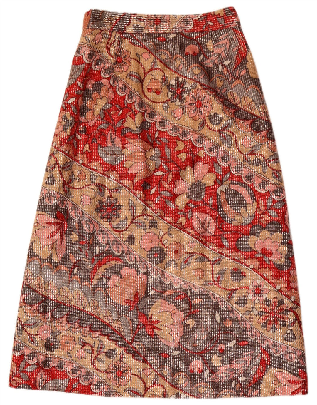 Vintage Damen Midirock W26 Kleines mehrfarbiges Blumenmuster