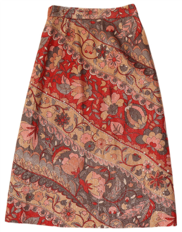 Vintage Damen Midirock W26 Kleines mehrfarbiges Blumenmuster
