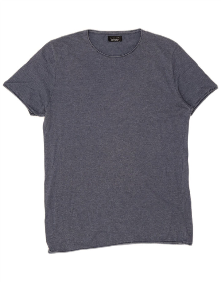 Zara Herren T-Shirt Top Medium Marineblau