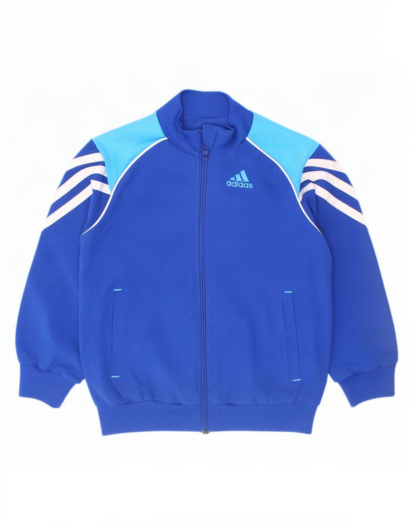 Adidas Jungen-Trainingsanzug-Top-Jacke, 2–3 Jahre, blaues Farbblock-Polyester