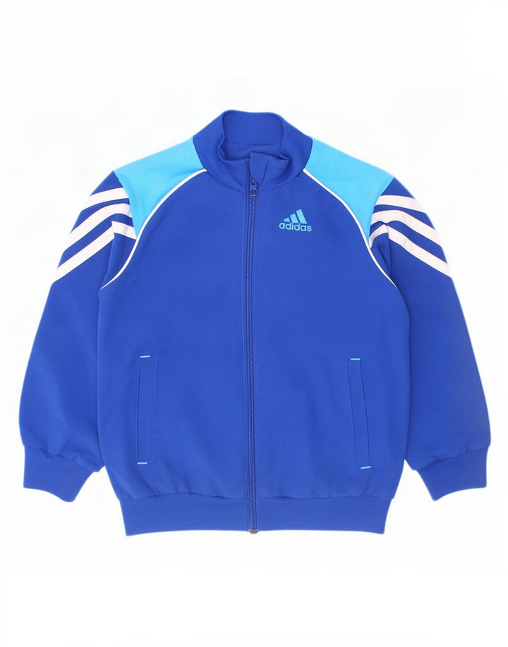Adidas Jungen-Trainingsanzug-Top-Jacke, 2–3 Jahre, blaues Farbblock-Polyester