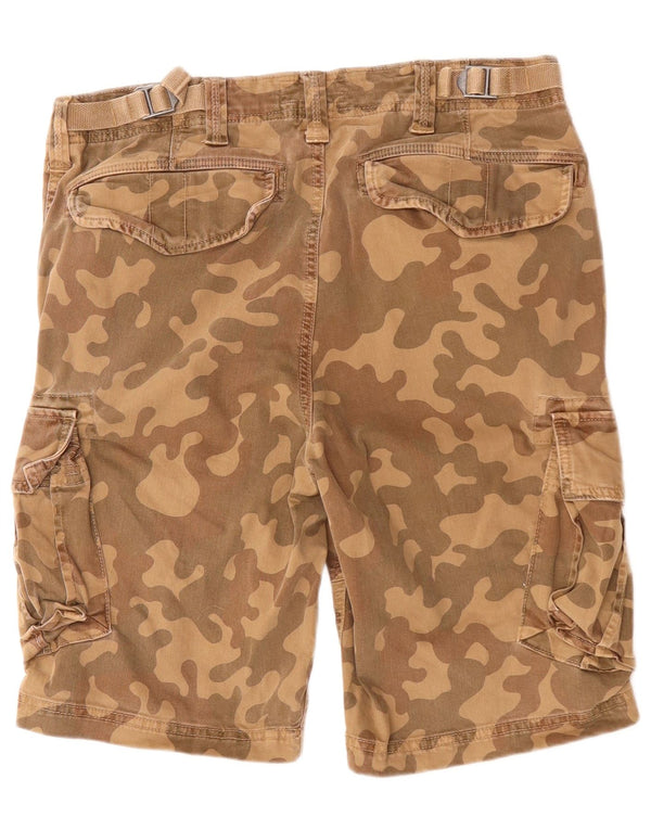SUPERDRY Herren Cargoshorts W32 Mittelbraune Camouflage-Baumwolle