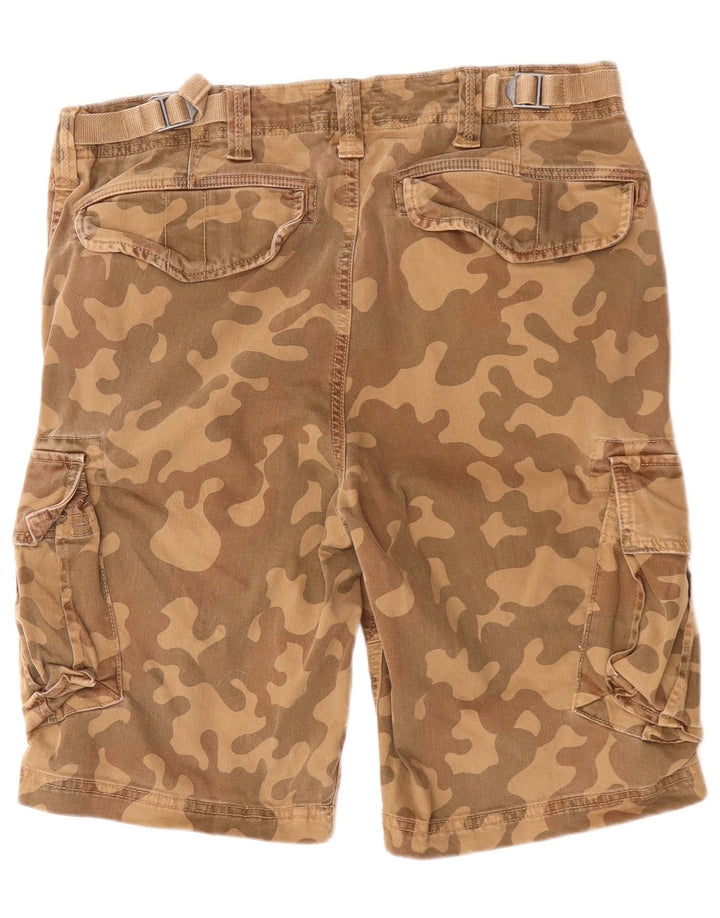 SUPERDRY Herren Cargoshorts W32 Mittelbraune Camouflage-Baumwolle