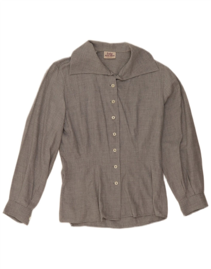 Sisley Damen-Hemd IT 42 aus mittelgrauer Baumwolle