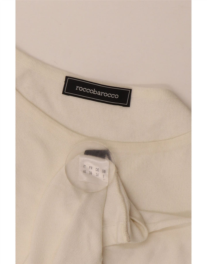 Roccobarocco Damen Crop Bluse Top UK 8 Small Weiß