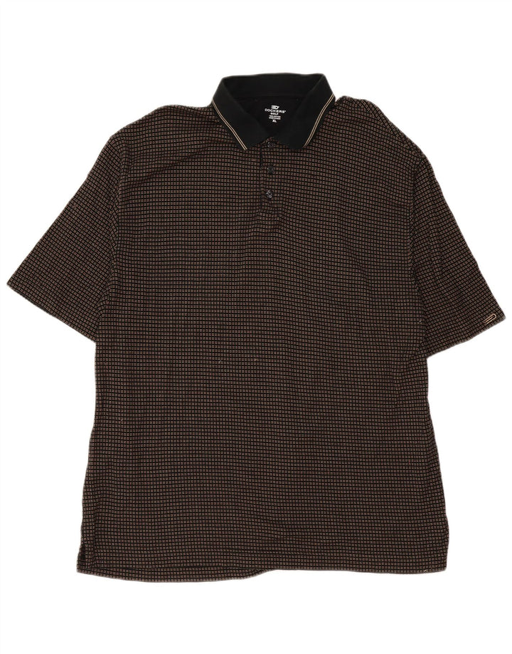 Dockers Herren Golf-Poloshirt XL, schwarz kariert, Baumwolle